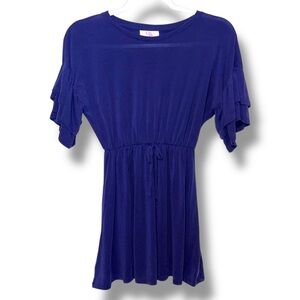 GB girls Blue Flutter Sleeve Dress with Ruffled Style Size Small